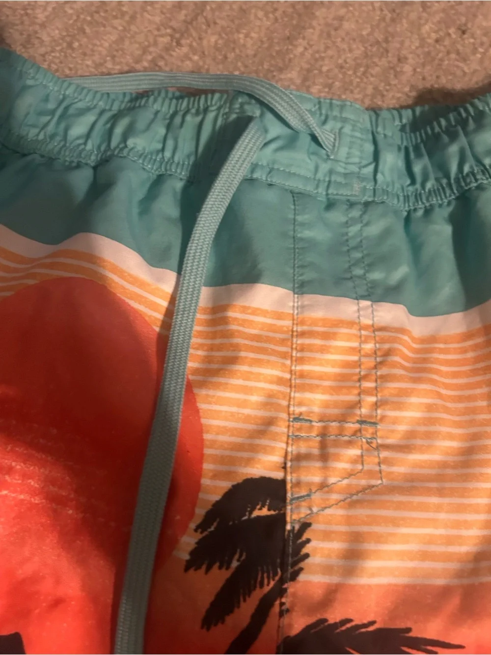 Men's Teal & Orange Tropical Board Shorts